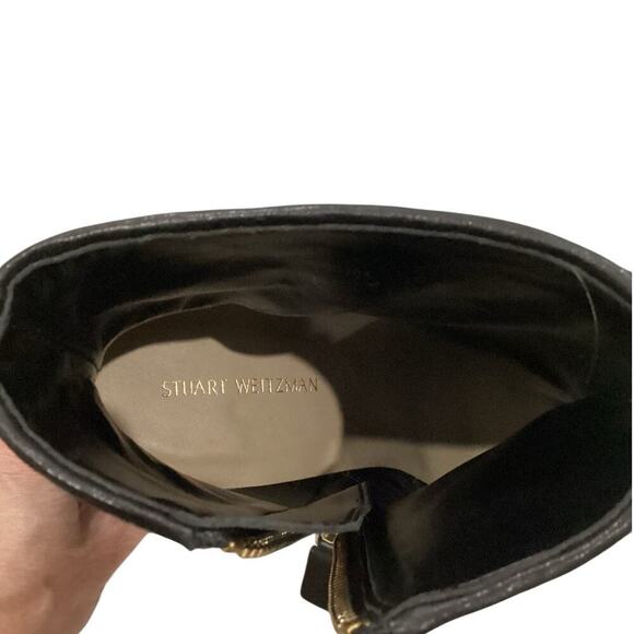 Stuart Weitzman Nell 85 Jacquard Ankle Bootie In Pine Black Size 7B - Picture 11 of 12